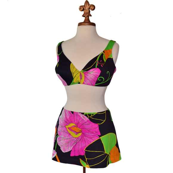 Vtg 60s DeWeese 2 pc Bullet Bra/Skirted Swim Set - Picture 5 of 8